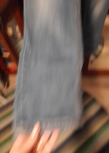 i Mavi Bol Kesim Midi Denim erkek Kot Pantolon - Görsel 5