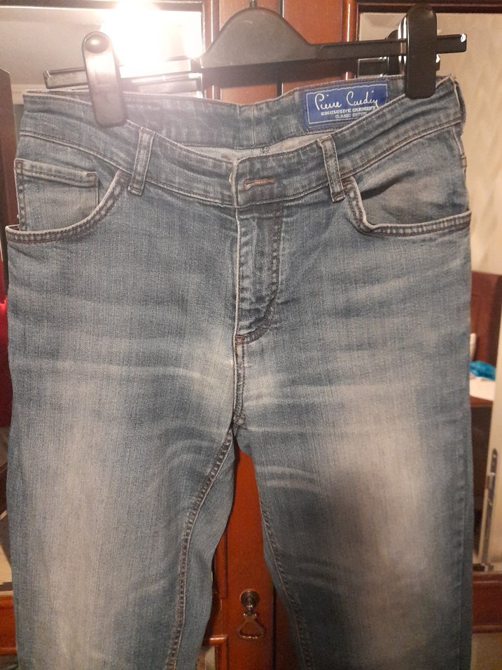 i Mavi Bol Kesim Midi Denim erkek Kot Pantolon - Görsel 3