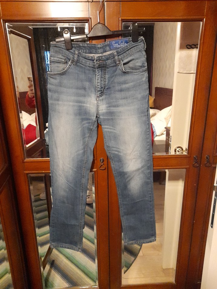 i Mavi Bol Kesim Midi Denim erkek Kot Pantolon - Görsel 2