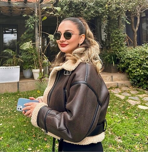 s Beden kahverengi Renk Zara biker mont