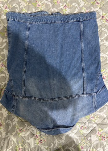 Mavi Düğmeli Kadın Kot Ceket - Görsel 3