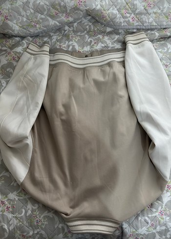 Düğmeli Gri Beyaz Deri Erkek Ceket Zara bomber ceket - Görsel 3