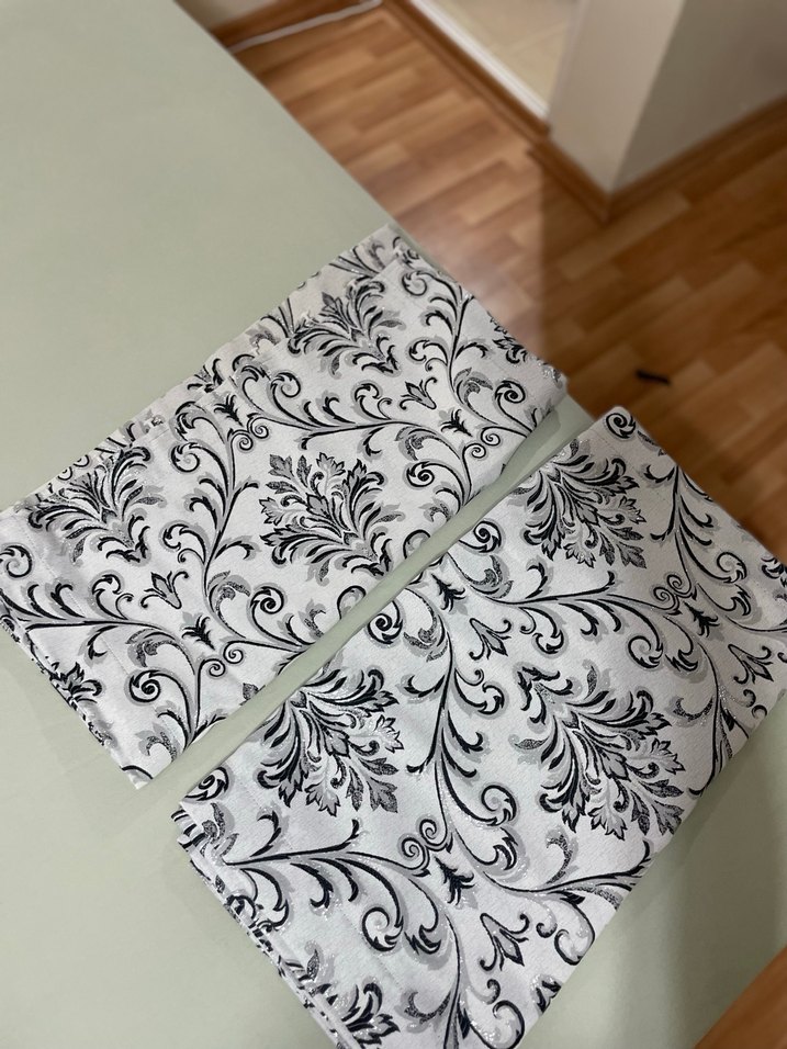 Gri Desenli Klasik Perde kanat - Görsel 3