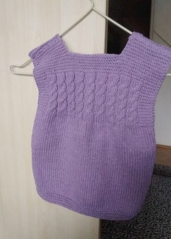 Kız Çocuk Mor Örgü Kolsuz Yelek - Görsel 2