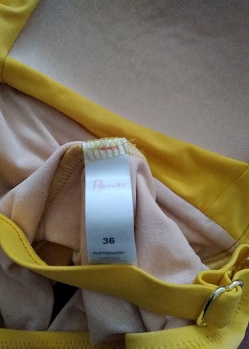 Sarı Drapeli İnce Askılı Mayo - Görsel 3