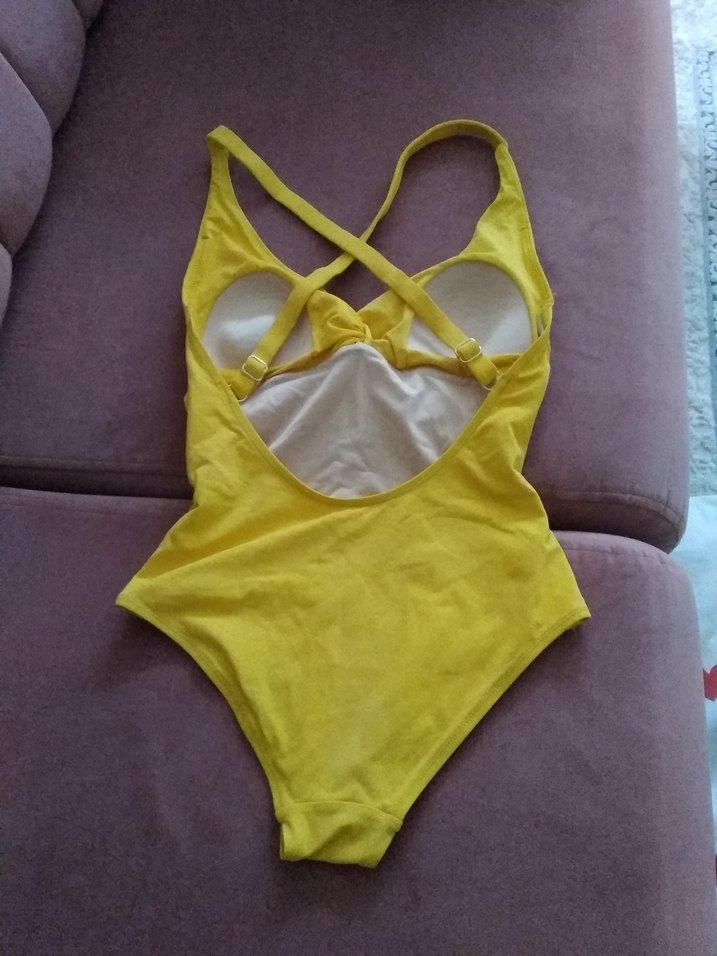 Sarı Drapeli İnce Askılı Mayo - Görsel 2