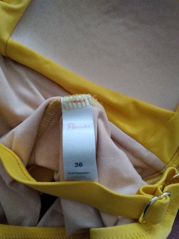 Sarı Drapeli İnce Askılı Mayo - Görsel 3