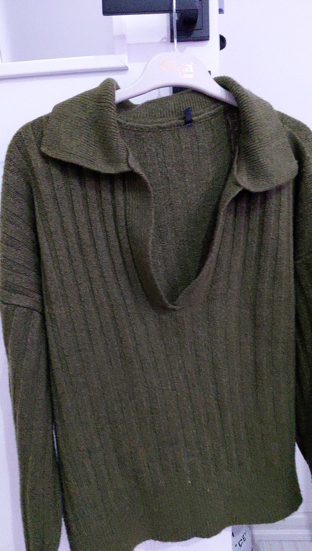 Yaka Detaylı Örgü Kadın Kazak - Görsel 2