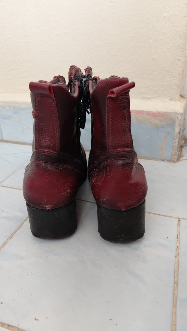 Bordo Deri Kadın Dolgu Topuklu Bot - Görsel 3