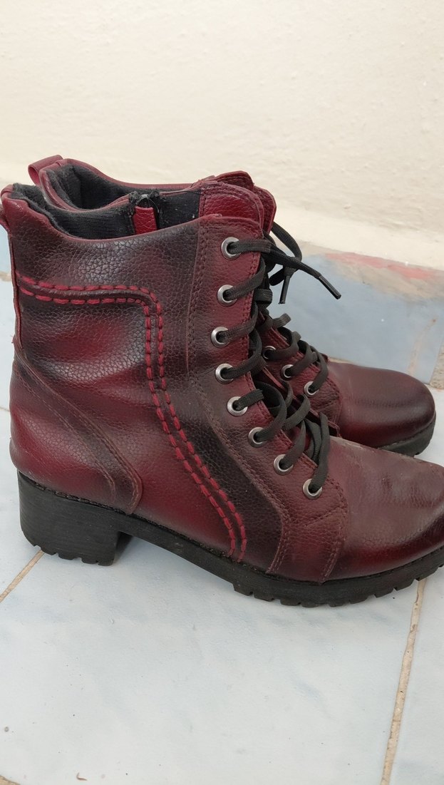 Bordo Deri Kadın Dolgu Topuklu Bot - Görsel 2