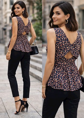 zara sırt dekolteli leopar desenli bluz - Görsel 2