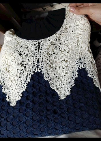 Dantel Detaylı Yüksek Yakalı Kadın Triko - Görsel 7