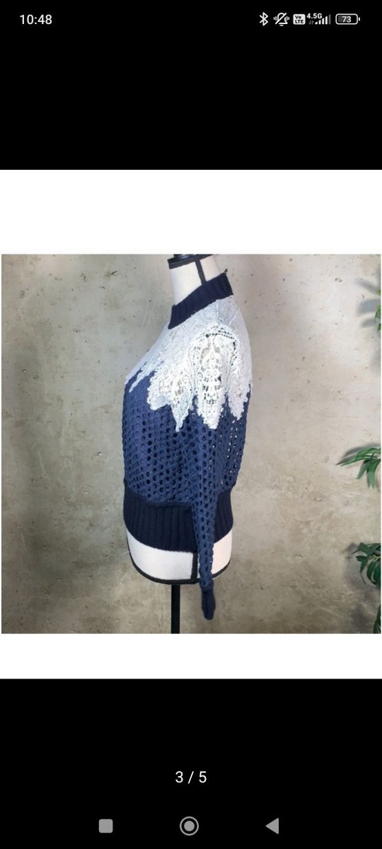 Dantel Detaylı Yüksek Yakalı Kadın Triko - Görsel 4