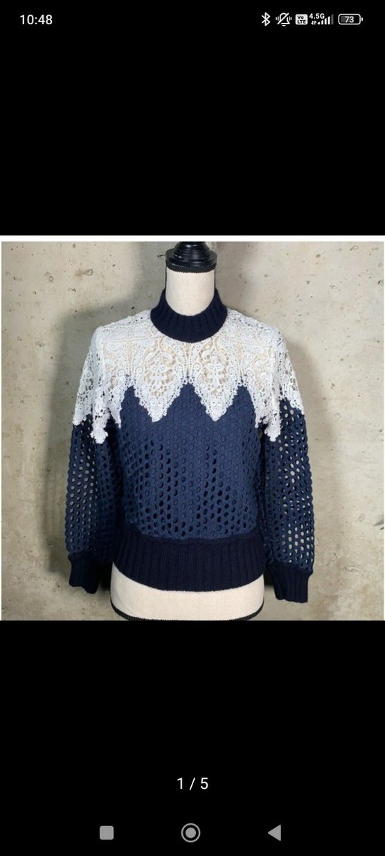 Dantel Detaylı Yüksek Yakalı Kadın Triko - Görsel 5