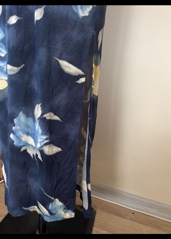 Lacivert  Desenli Uzun Elbise - Görsel 10