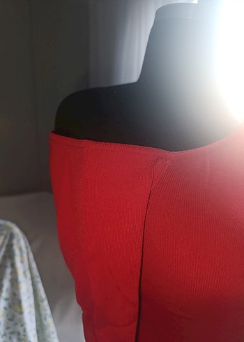 Kırmızı kayık yaka crop - Görsel 8