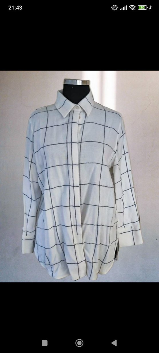 Düz Kesim Kareli Bej Kadın Gömlek - Görsel 2