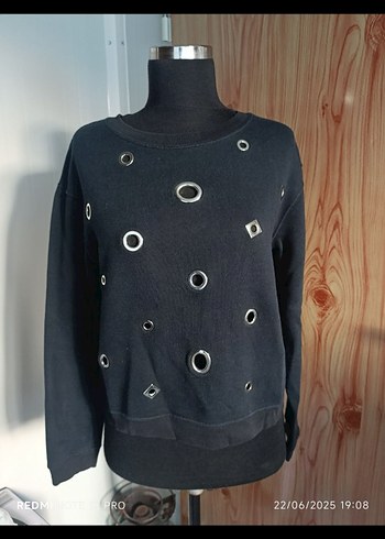 SANDRO MARKA  antrasit delikli  Kadın Sweatshirt - Görsel 3