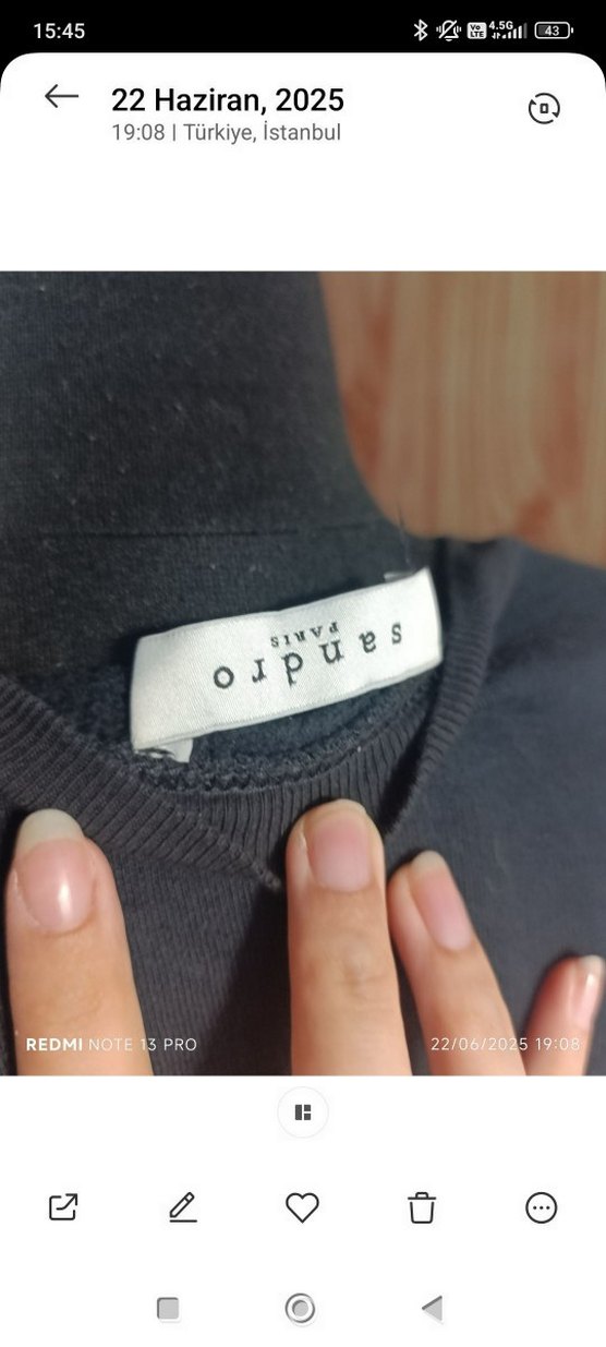 SANDRO MARKA  antrasit delikli  Kadın Sweatshirt - Görsel 5