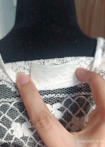 zara Dantel Detaylı Beyaz t-shirt - Görsel 3