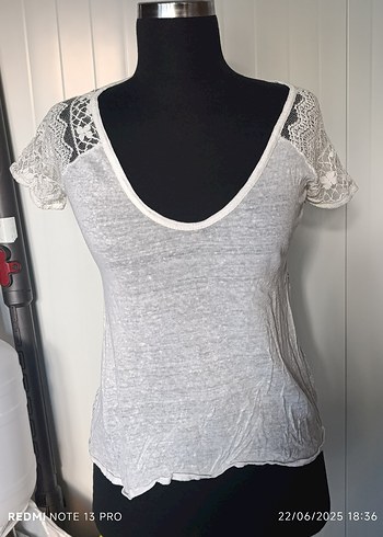 zara Dantel Detaylı Beyaz t-shirt - Görsel 4