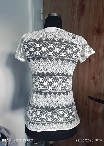 zara Dantel Detaylı Beyaz t-shirt - Görsel 2