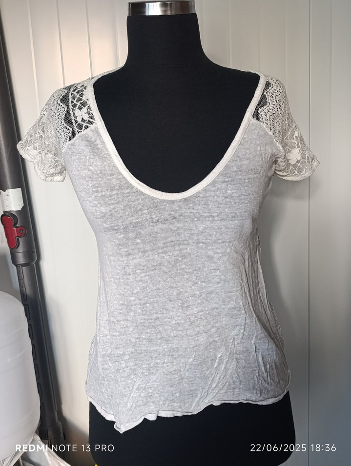 zara Dantel Detaylı Beyaz t-shirt - Görsel 4