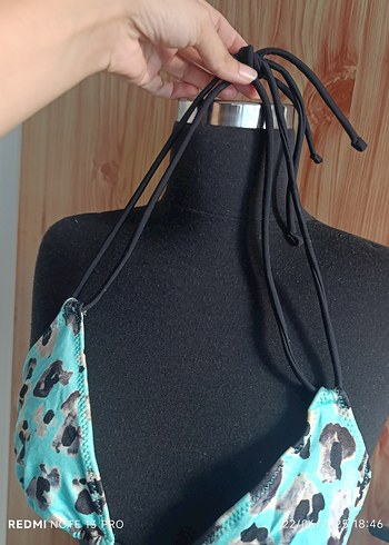 Leopar Desenli Turkuaz İpli Bikini - Görsel 6