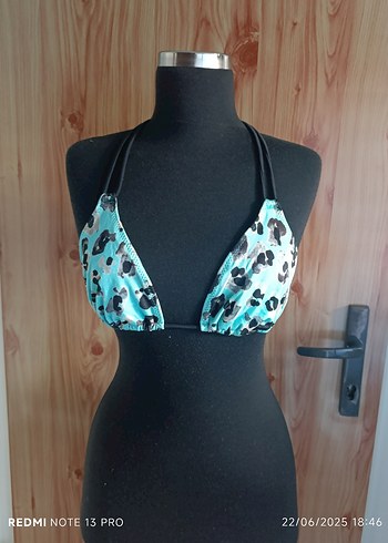 Leopar Desenli Turkuaz İpli Bikini - Görsel 2
