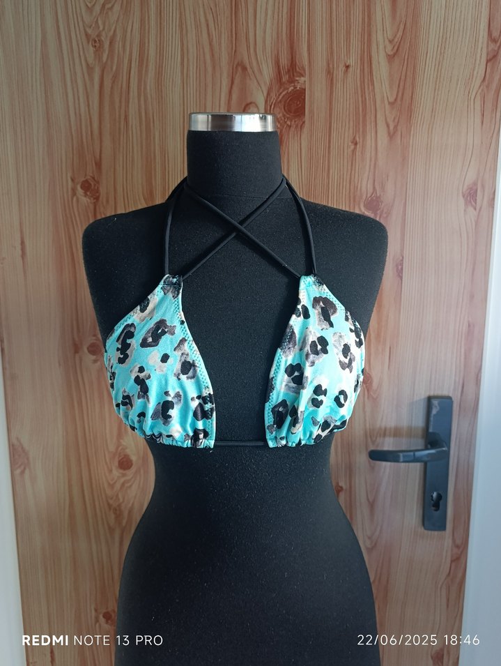 Leopar Desenli Turkuaz İpli Bikini - Görsel 4