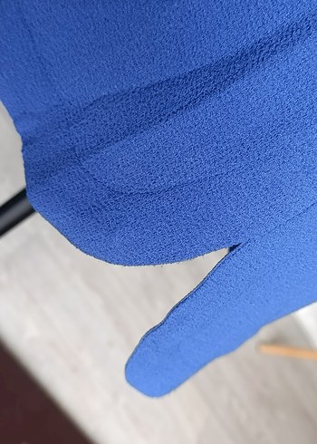 Siyah Kısa Kollu Mavi Mini Elbise - Görsel 9