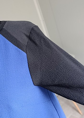 Siyah Kısa Kollu Mavi Mini Elbise - Görsel 6