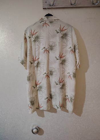 Bej Desenli Kısa Kollu Erkek Keten Gömlek - Görsel 2