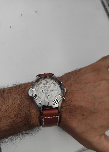 Kahverengi Deri Kayışlı Biker Erkek Saat kordonu - Görsel 3