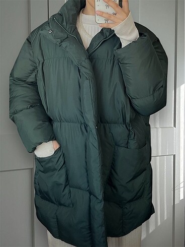 Oversize Şişme Mont Yeşil