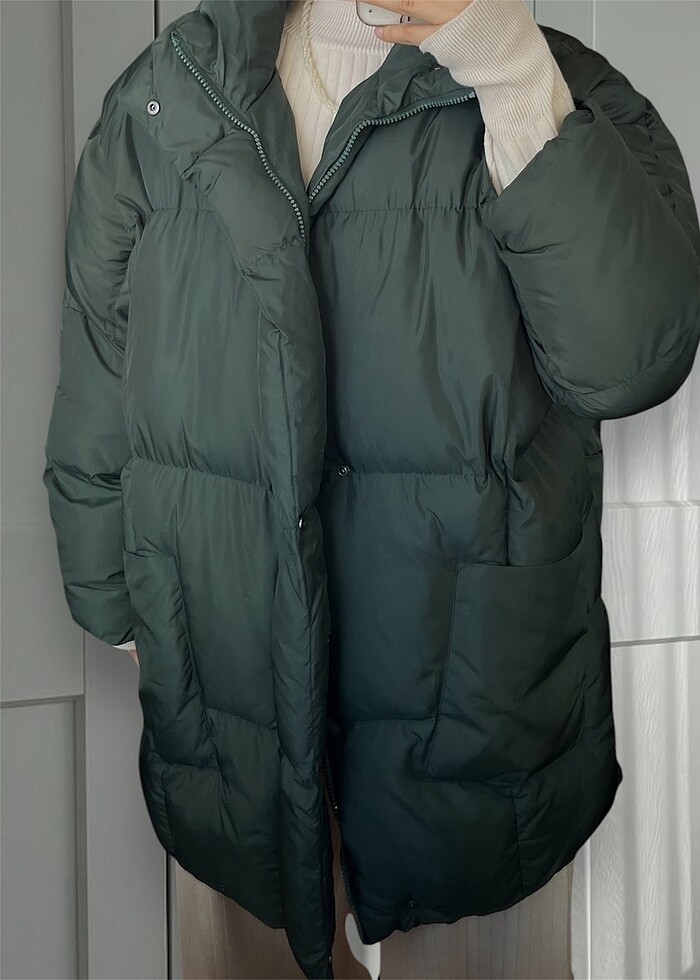 Oversize Şişme Mont Yeşil - Görsel 2