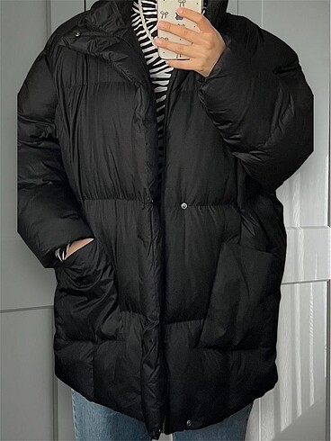 universal Beden Siyah Oversize Şişme Mont