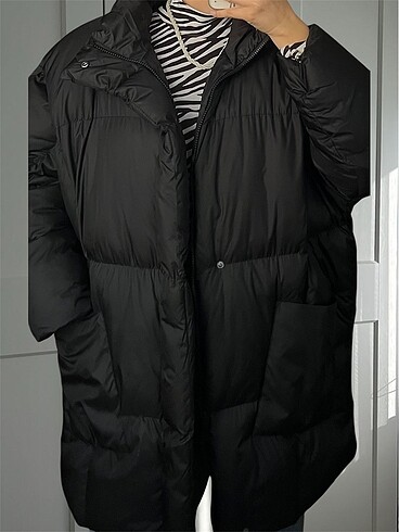 Siyah Oversize Şişme Mont - Görsel 3