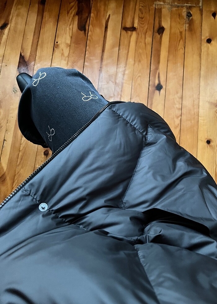 Siyah Oversize Şişme Mont - Görsel 4