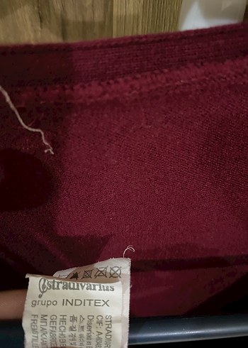 Bordo V Yaka Düğmeli Kadın Hırka - Görsel 3