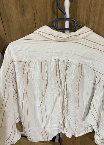 Kadın Beyaz Keten Uzun Kollu Gömlek - Görsel 2