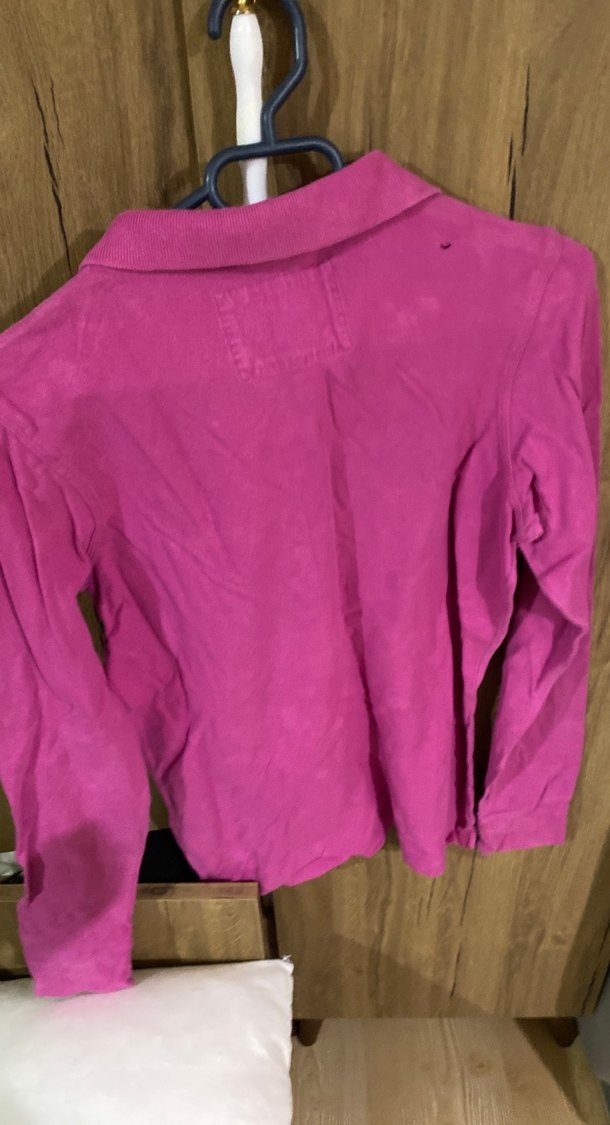 Uzun Kollu Pembe Kız Polo Tişört - Görsel 2