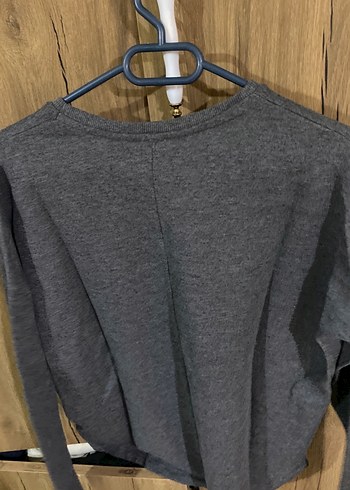 Gri Uzun Kollu Salaş Sweatshirt - Görsel 2