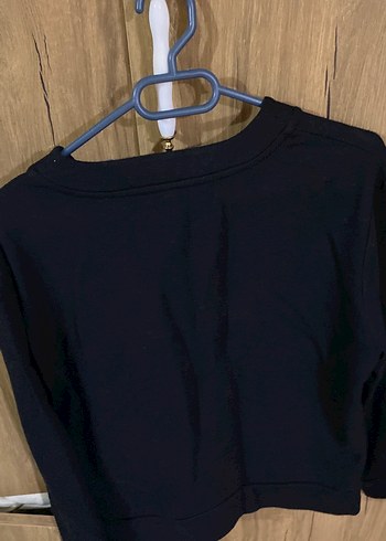 Siyah Süet Görünümlü Düğmeli Sweatshirt - Görsel 2