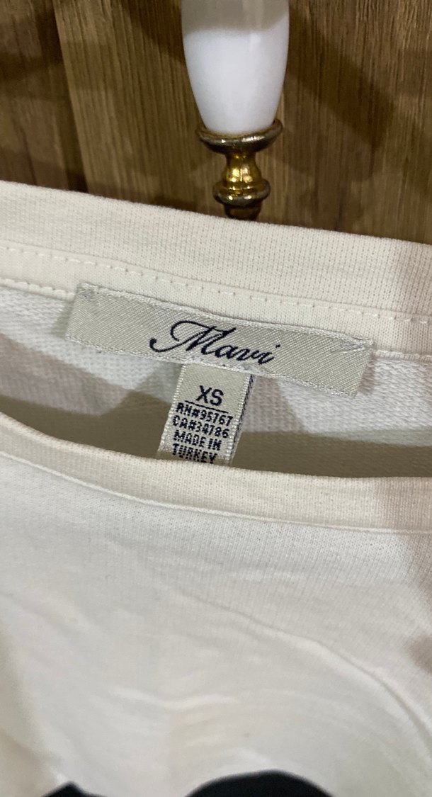 Beyaz Siyah Pudra Renkli Uzun Kollu Pamuklu Tişört - Görsel 3