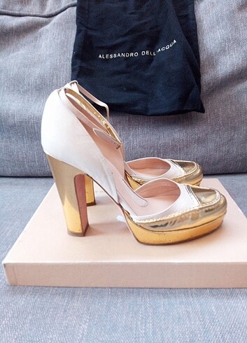 37 Beden altın Renk Alessandro del acqua topuklu ayakkabı italyan kalitesi 