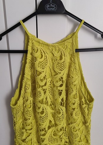 Guess Sarı Dantel Bohem Midi Elbise