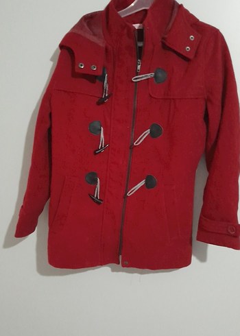 Bordo Düğmeli Midi Kadın Kaban - Görsel 2