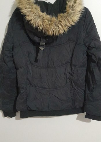 Düğmeli  siyah kadın Mont - Görsel 4