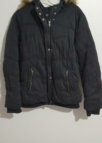 Düğmeli  siyah kadın Mont - Görsel 2